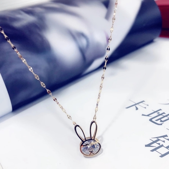 1pc The Rabbit Zircon Pendant Necklace Titanium St - Picture 4 of 5
